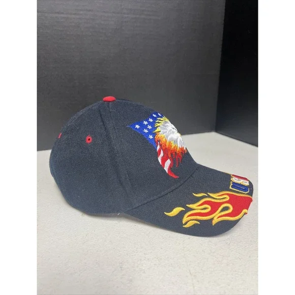 Santo Cap Hat Men's Harley Davidson Pins Adjustable Black USA‎ Eagle - Picture 2 of 6